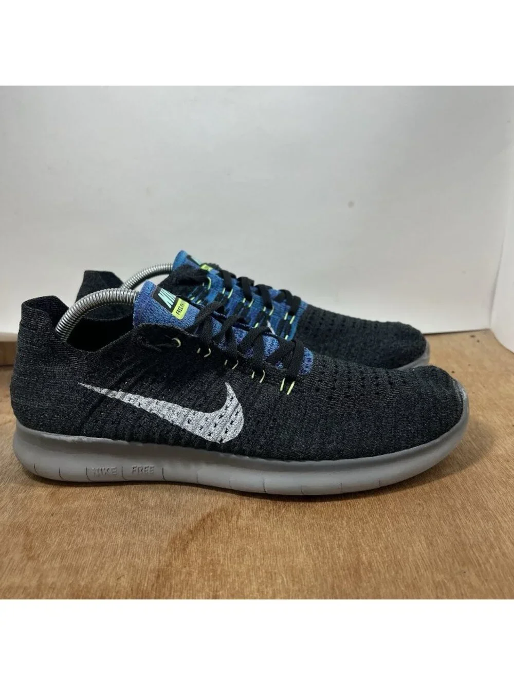 Nike Free RN Flyknit Shoes Mens 10.5 Blue Black Road Running Athletic Sneakers